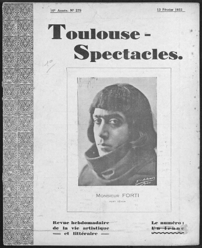 Toulouse-Spectacles : Organe Hebdomadaire de la Vie Artistique. (A010, N0279).