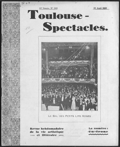 Toulouse-Spectacles : Organe Hebdomadaire de la Vie Artistique. (A010, N0290).